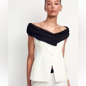 Zara Black and White Off-Shoulder blouse